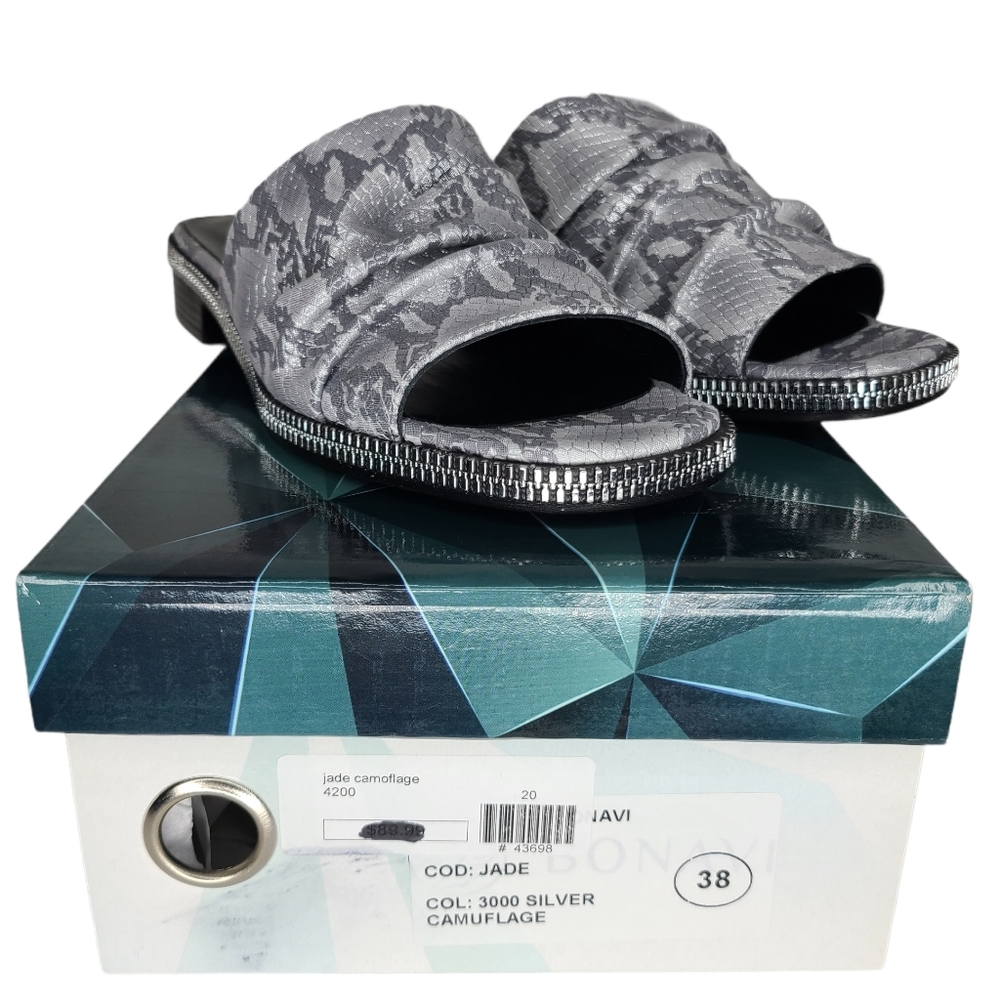 Bonavi Jade Slide Leather Camo Sandals Euro 38 US 7.5-8 NIB